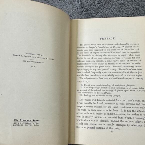 Antique Principles of Botany Book Bergen & Davis 1906 HC Illustrated Ginn & Co. - Picture 5 of 8